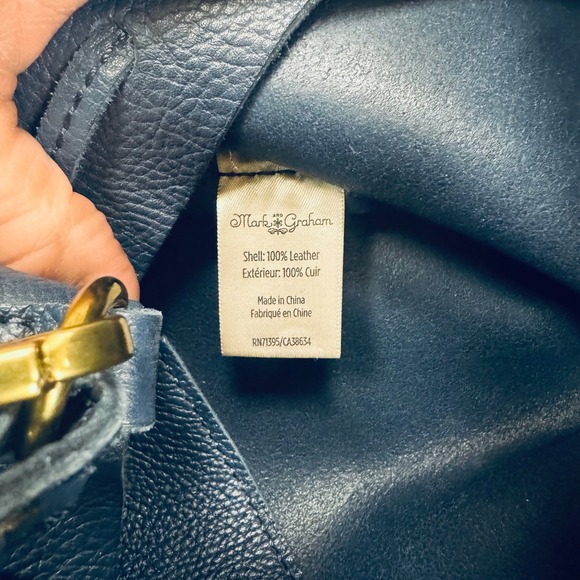 Mark & Graham Navy Blue Bucket Bag 100% leather - Picture 5 of 6